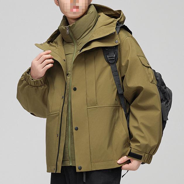 2024 Unisex Winter Three-in-One Short Down Jacket for Mountaineering M зелёный