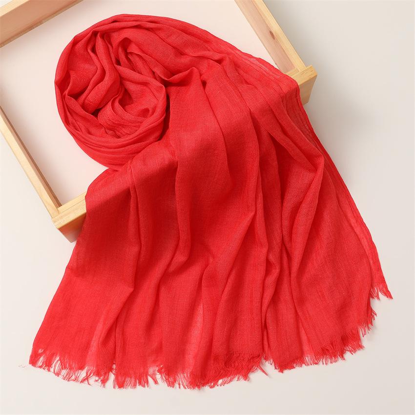 Foreign Trade Silk Scarf Cotton And Linen Headscarf Women'S Spring And Summer Solid Color Japanese And Korean Scarf Sun Protection Warm Shawl Hair