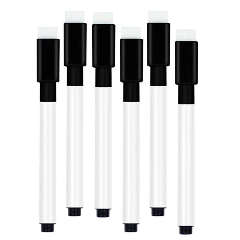Eco-friendly Black Erasable Whiteboard Marker with Magnetic Strip and Brush, Customizable LOGO (Non-Magnetic)