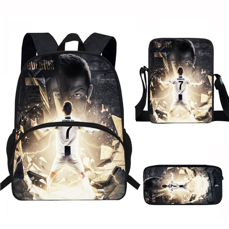 Set Zaino Scolastico CR7 per Bambini Tessuto Oxford Borsa a Doppio Scomparto con Tasca Frontale Astuccio Tracolla Ergonomico Dorsale