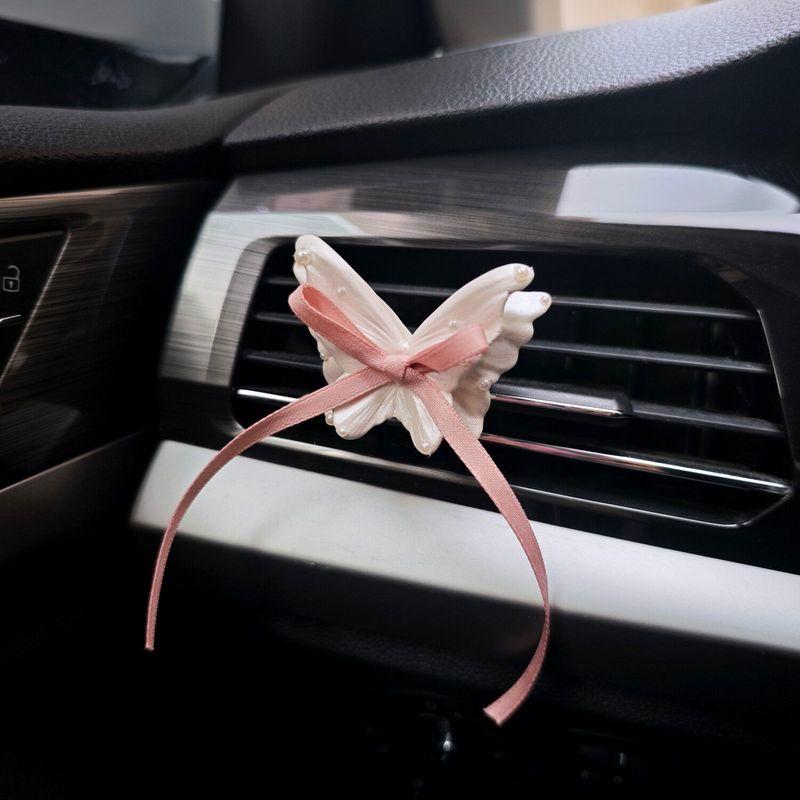 Diffusing Stone Rose Flower Car Fragrance Pendant Pearl Butterfly Air Vent Decoration Car Fragrance Ornament Gift Butterfly
