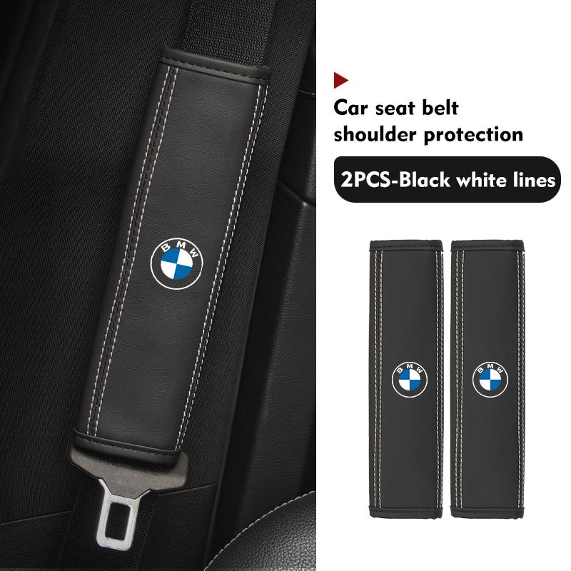 MLKH2 Leather Car Seat Belt Shoulder Cover Protection Accessories For BMW E90 E60 E46 E39 F30 F10 E87 X3 X4 X5 X1 G30 G20