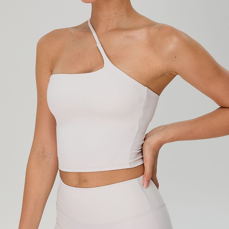 Foreign Trade New European and American Oblique Shoulder Beauty Back Yoga Nude Feel Yoga Clothes Top Outdoor Running Sports Fitness Vest Women