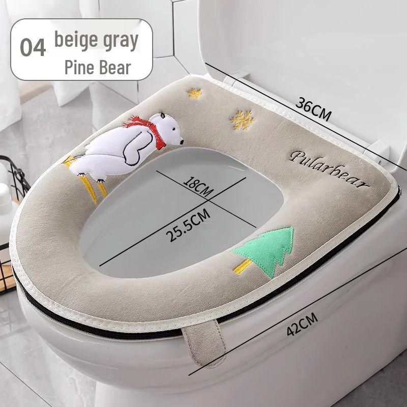 Universal Waterproof Zippered Toilet Seat Cushion - Cute, Thickened, and All-Season