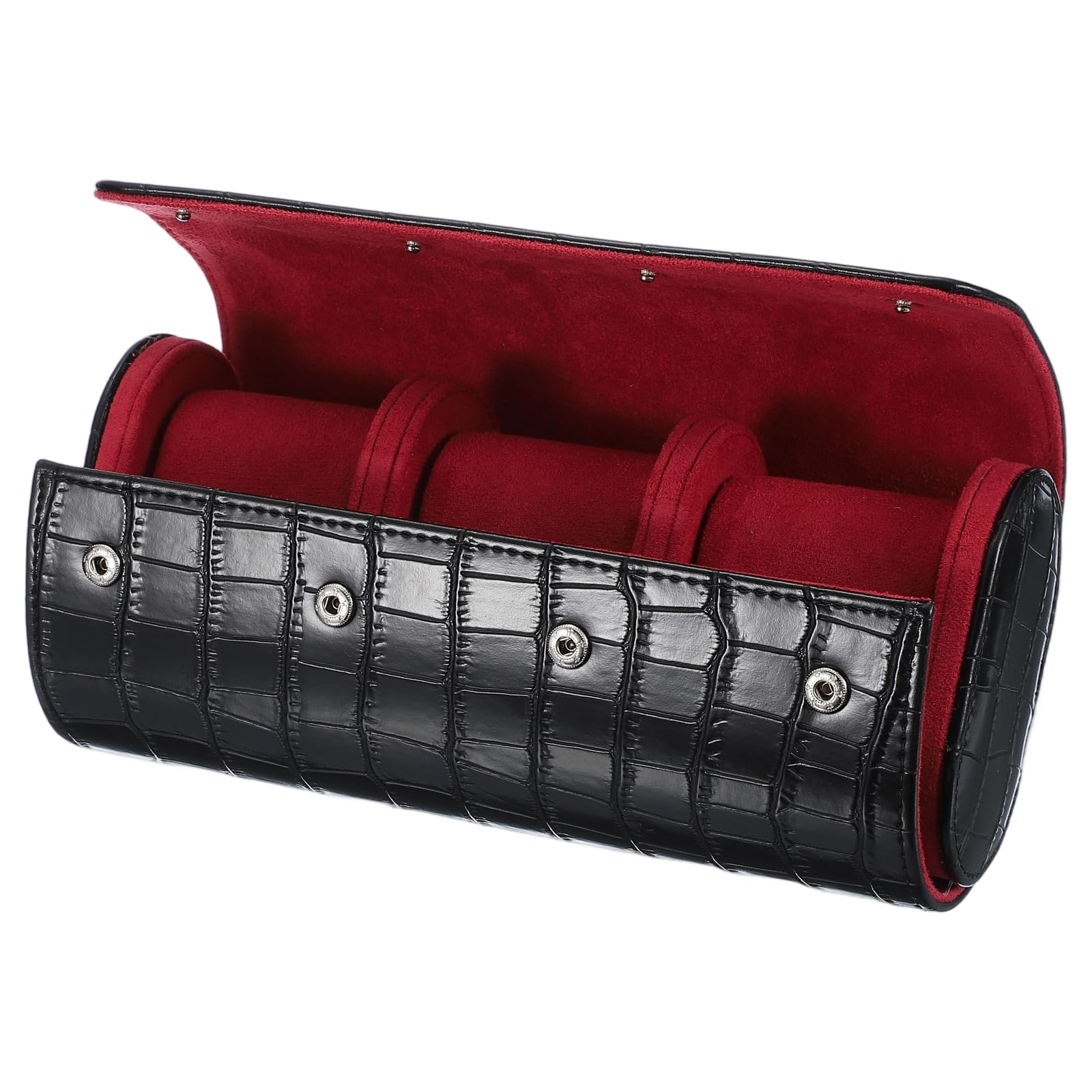 

uxcell Watch Roll Travel Case, 3-Slot Portable Leather Watch Case, Unisex Watch Storage Organizer with Removable Pillow, for Travel & Display,