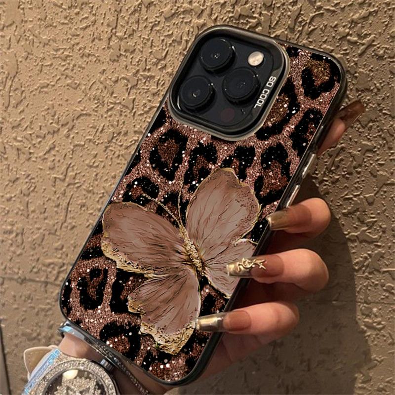 Luxus Schmetterling Leopard Muster Galvanisiert Handyhülle Für Xiaomi Redmi Note 14 13 12 11 10 Pro Plus 12S 11S Redmi 14C 13 Hülle