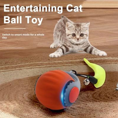 Interaktiver Katzenspielzeugball, selbstrollender Katzenball mit einstellbaren Geschwindigkeitsmodi, elektrischer, durch Berührungsbewegung aktivierter rollender Ball für die Spielzeit von Haustieren