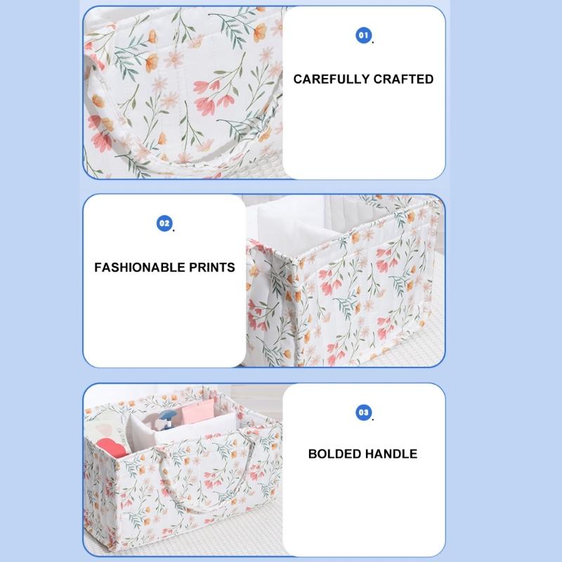 Compact Diaper Storage Basket Cotton Nursery Organizer Baby Clothes Storage Basket For Odor Control And Space Saving