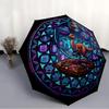 Glass Dinosaur Cityscape pattern umbrella, portable and foldable design, 8 ribs, a casual accessory for Halloween, Christmas, and birthday gifts.
