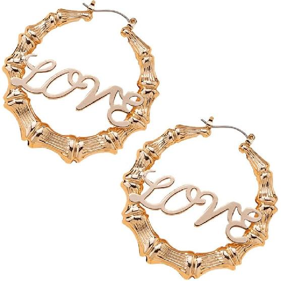 Bamboo Earrings Love Earrings Bamboo Earrings for Women 90s Gold Hoop Earrings Chunky Gold Hoop Earrings Big Hoop Earrings for Women Earrings Cute