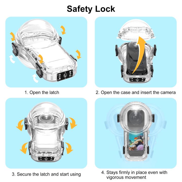 For Insta360 X5 PULUZ Quick Release 60m Waterproof Sealed Diving Case (Transparent)