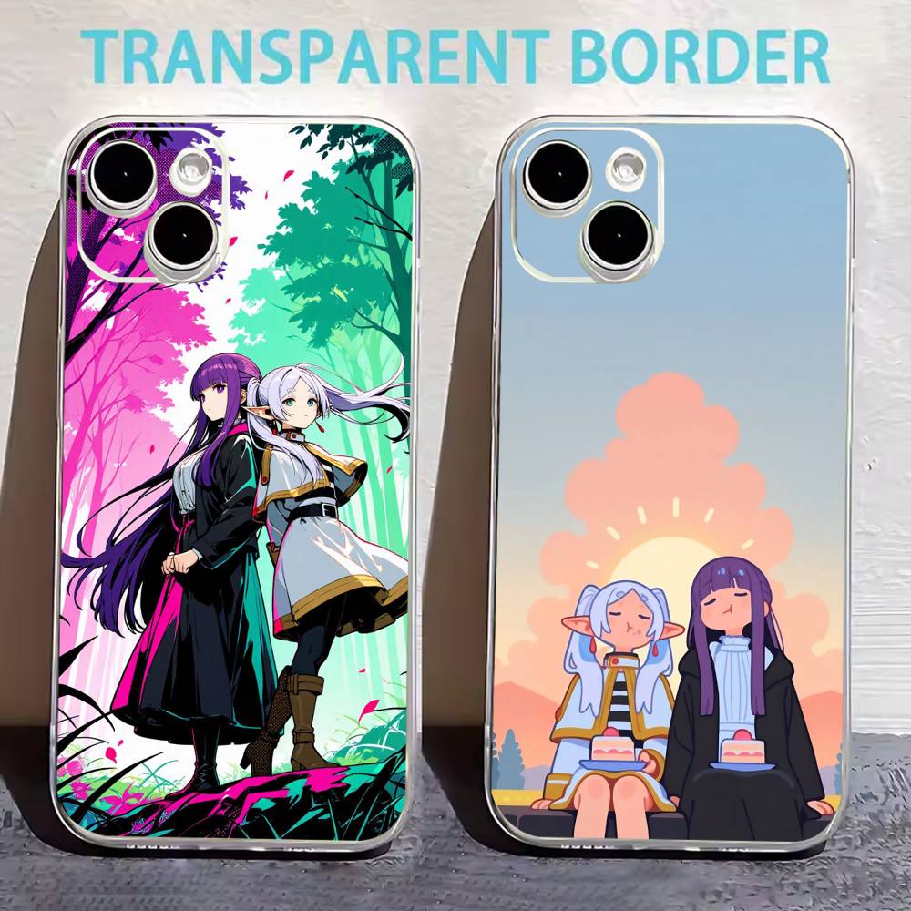 Frieren C-Cute Black Shell Phone Case For iPhone17,16,15,14,13,12,11 Plus,Pro Max Soft Transparent Cover