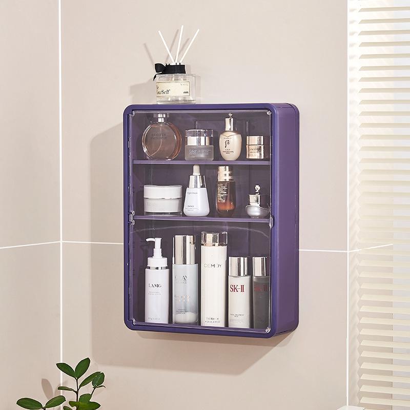 Wandmontierter, bohrfreier, staubdichter Badezimmer-Hautpflege-Organizer