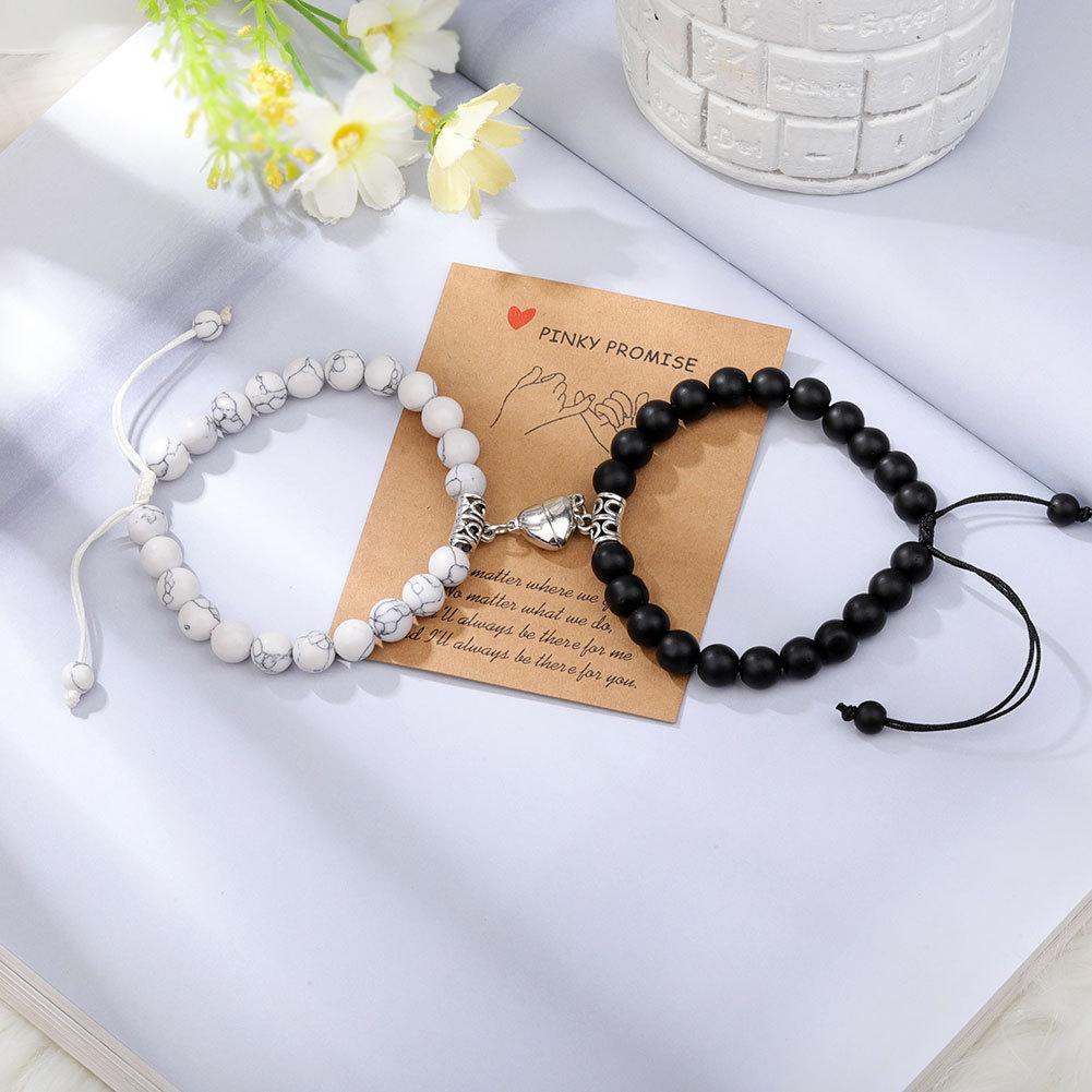 Braccialetti con coppia magnetica per donna Uomo Amanti romantici che abbinano il cuore Perline in pietra naturale Bracciale Yoga Gioielli regalo di San Valentino