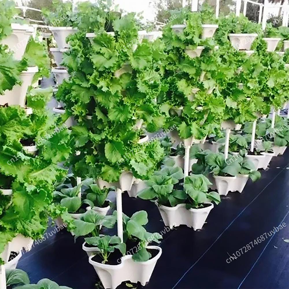 Multi-Layer Stackable Planting Pot Plastic Four-Petal Planter For Balcony Strawberry Vegetable Garden Vertical Growth System