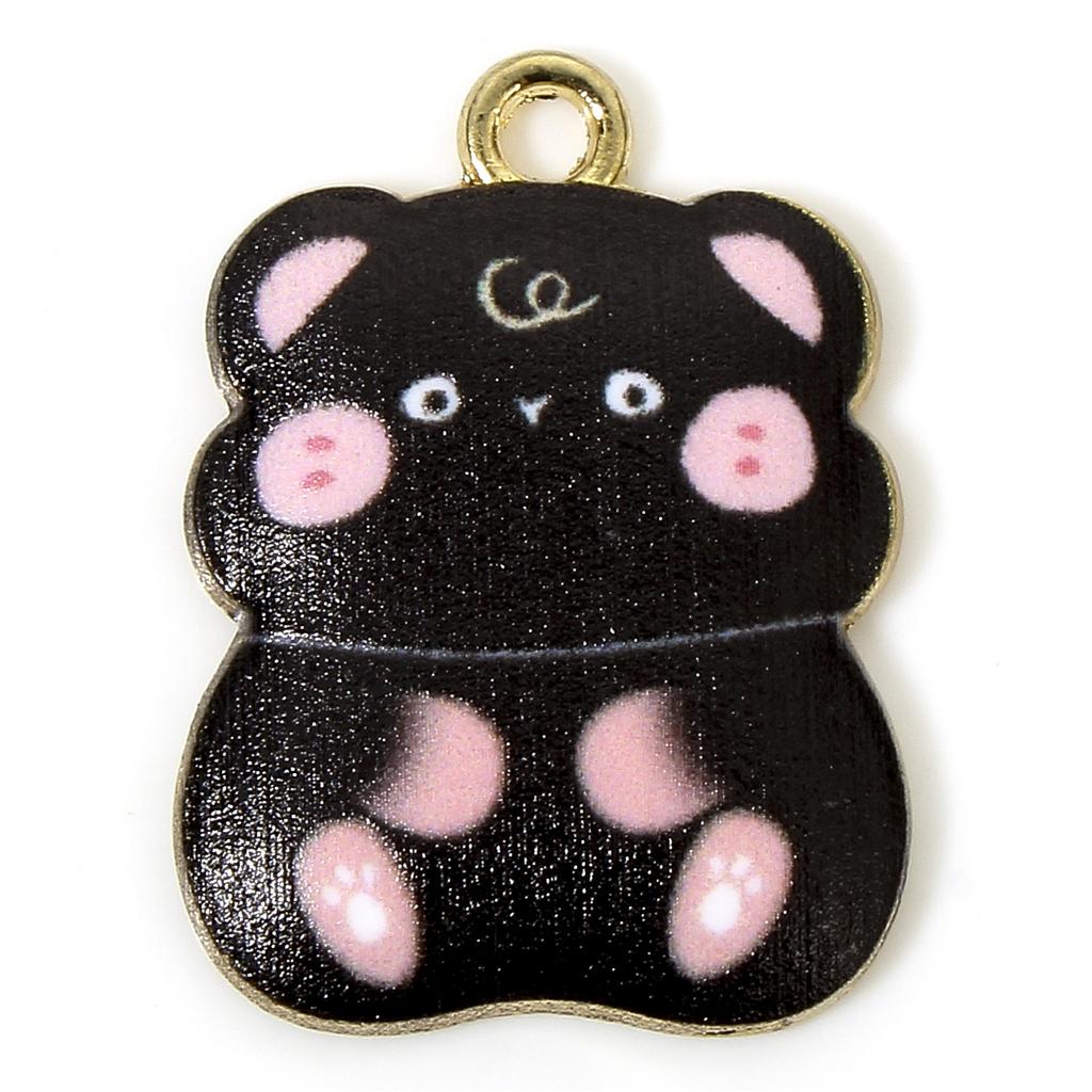 10 PCs Multicolor Hamster Cat Enamel Charms Zinc Based Alloy Gold Plated Pendants for DIY Jewelry Making 23mm X 17mm
