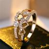 Boho Female White Crystal Zircon Stone Cute Gold Silver Color Love Heart Ring Vintage Wedding  For Women