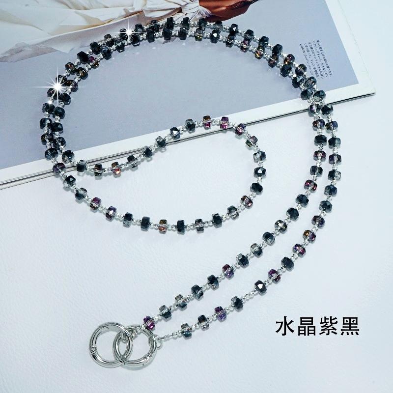 120cm Crystal Beads Crossbody Lanyard Long Cord Necklace Chain Glitter Strap Anti-lost Universal Hanging CellPhone Cover Case