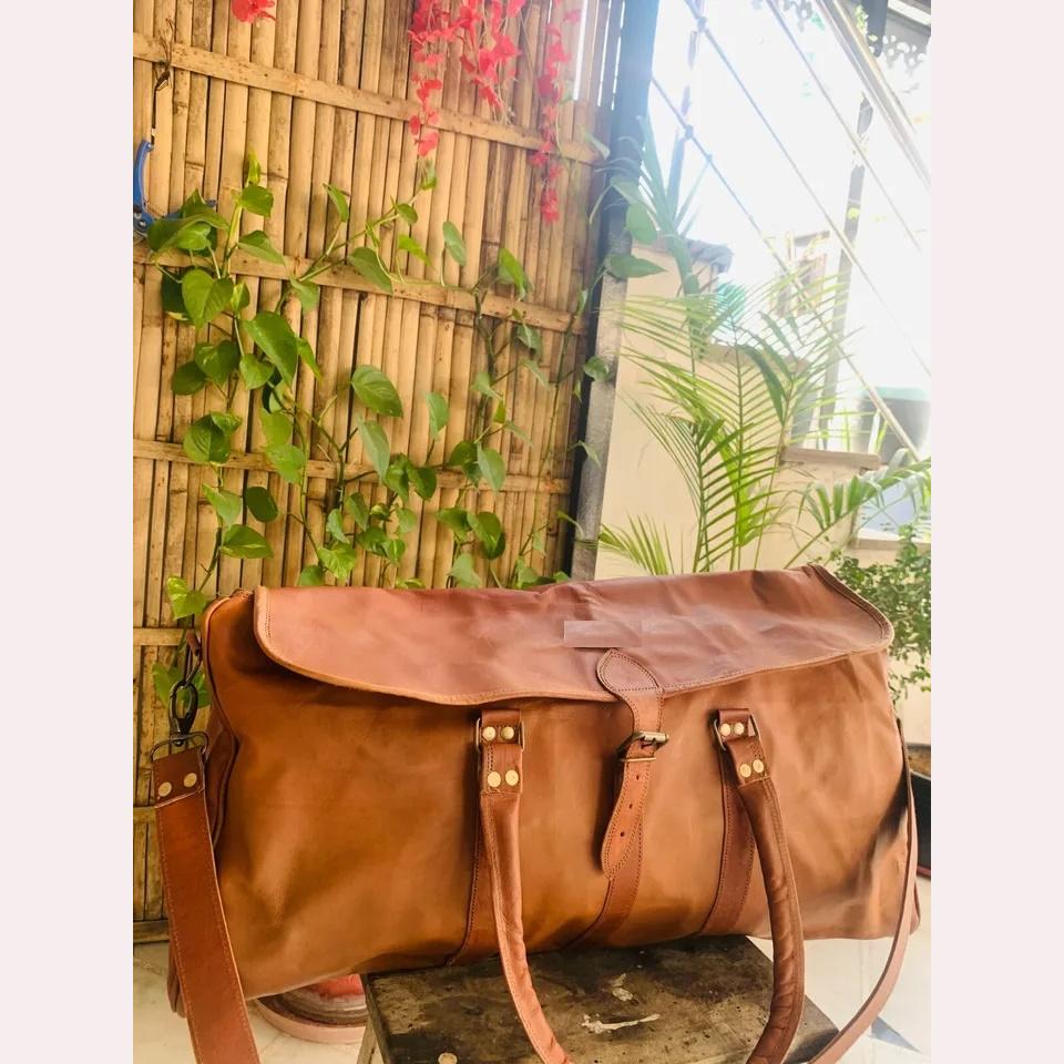 

Большая винтажная дорожная сумка для походов в спортзал и выходного дня из натуральной мягкой кожи для мужчин 24 inch