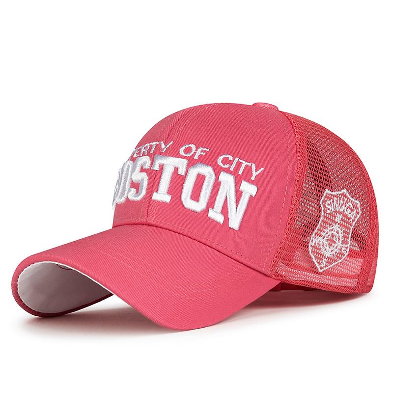 Northwood New Summer BOSTON Letters Mesh Baseball Hat Sunshade Men's and Women's Embroidery Sunshade Breathable Mesh Duck Tongue Trucker Hat