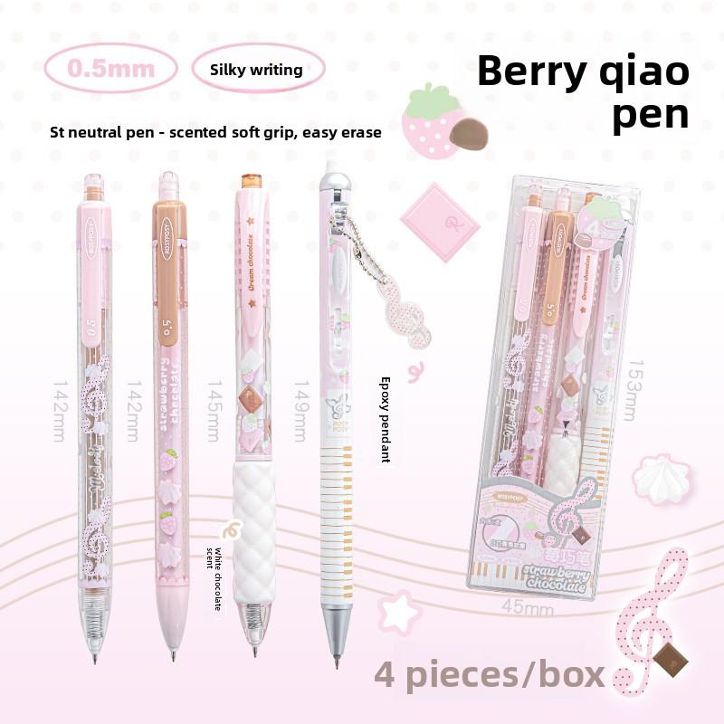 Strawberry Chocolate 0.5mm Ballpoint Pen Cute Student Click Pen for Brushing Questions