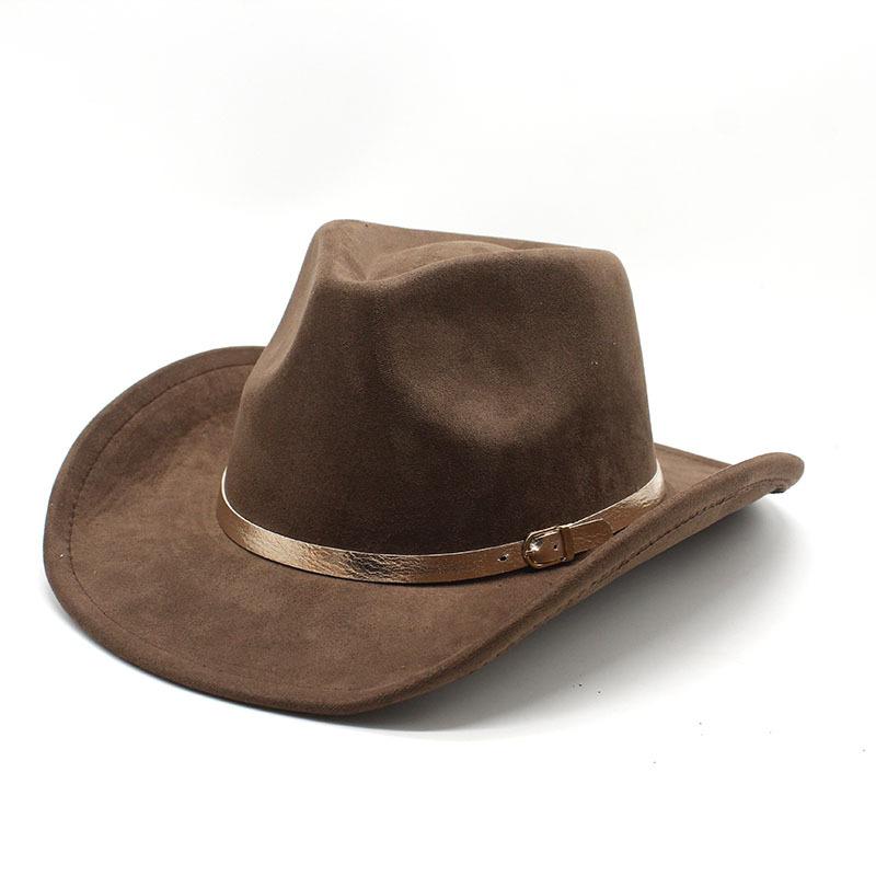 Wide Belt Suede Western Denim Top Hat Men'S And Women'S Couple Hat