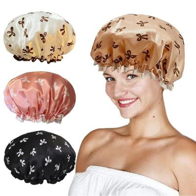 Elastic Shower Cap Double Layered Shower Hair Cover Universal Bath Hat