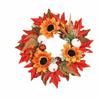 Simulated Floral Pumpkin Maple Leaf Wreath Thanksgiving Home Decor Artificial Sunflower Wreath Wall Hanging Rustic Style