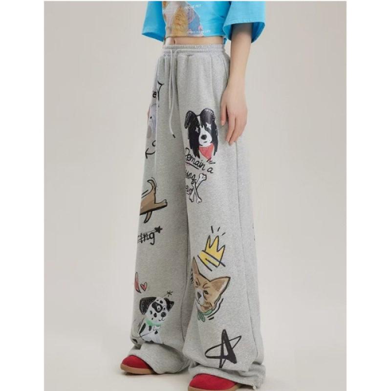 Women's Trendy Loose Fit Hip Hop Sweatpants with Personality Print - Street Dance, Jazz, and Hiphop Style