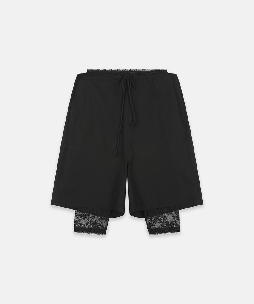 Nash Lace Layered Bermuda Pants Black