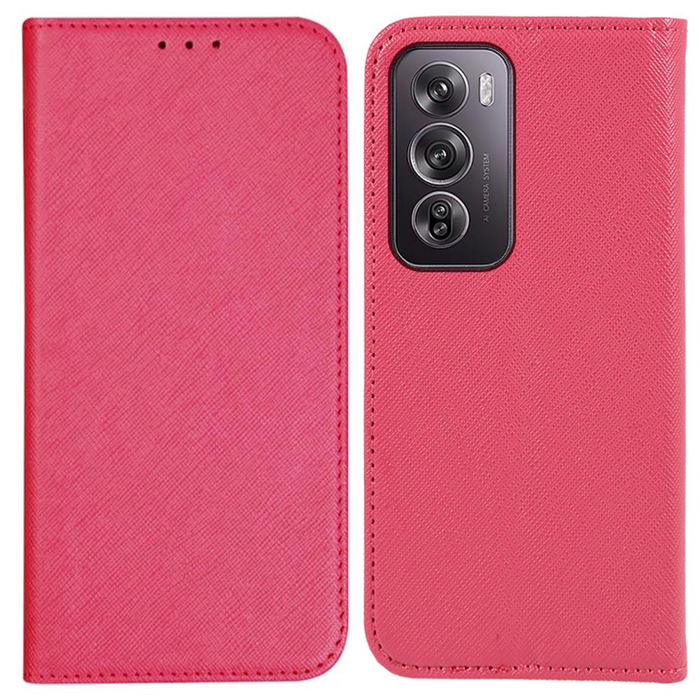 

Для Oppo Reno12 5G (Глобальний) Чохол для телефону з хрестоподібною текстурою та магнітною застібкою Pink