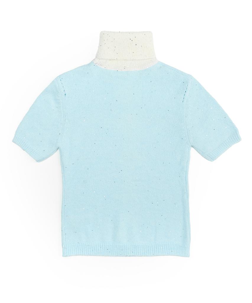 Seuwingses Argyle Short Sleeve Turtleneck Knit (Sky Blue)