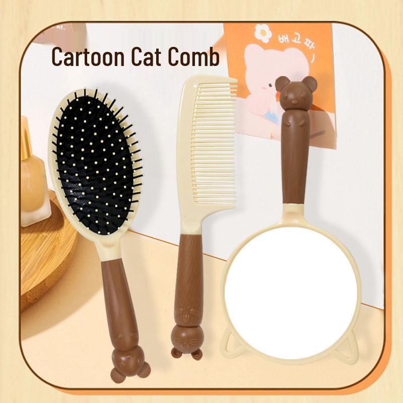 Tragbarer niedlicher Cartoon-Kätzchen-Luftkissenkamm für langes und lockiges Haar von Frauen