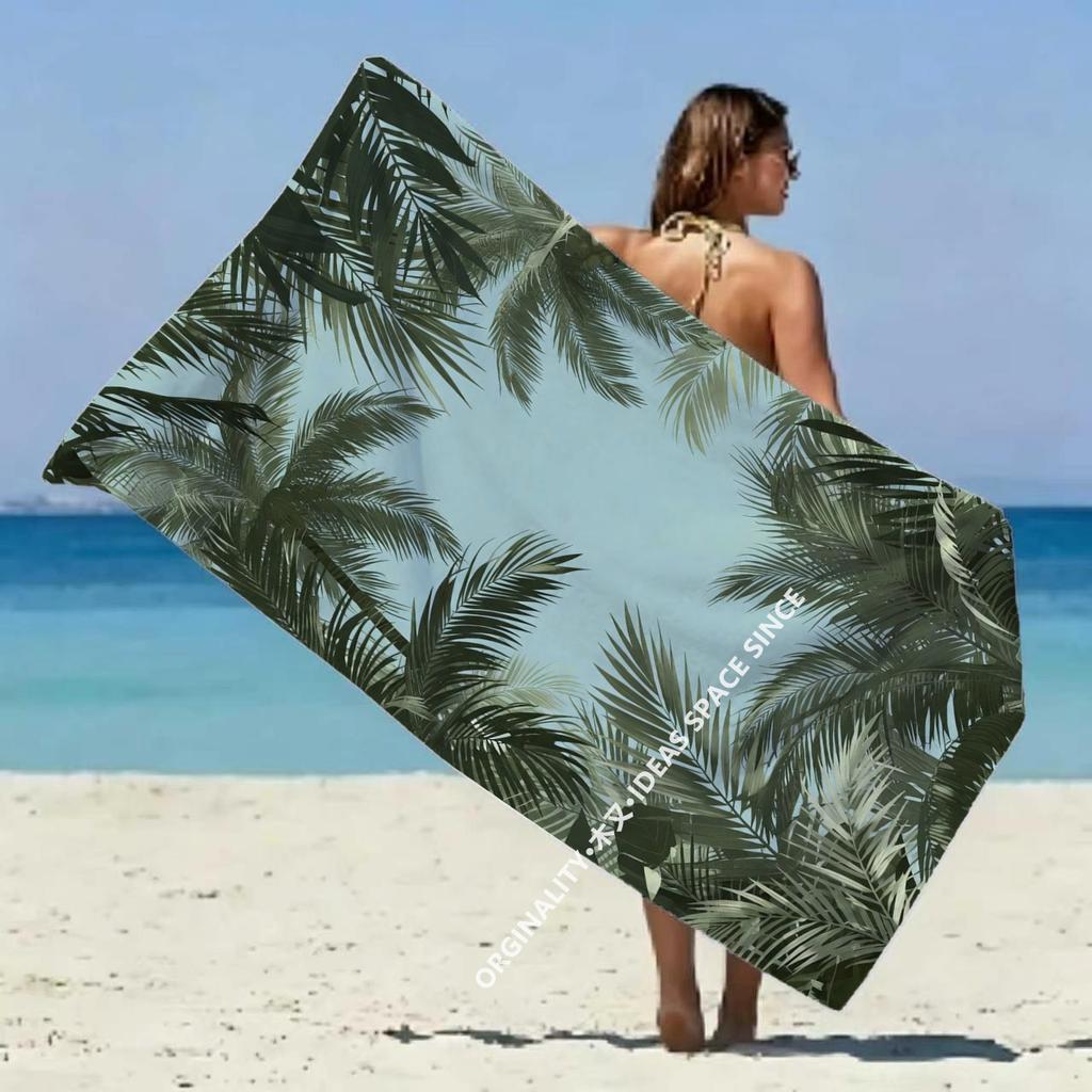 Tropische Palmenblätter Strandtuch Gemustert Sonnenschutz Und Winddicht Geeignet Für Schwimmbad Camping Reise Decke