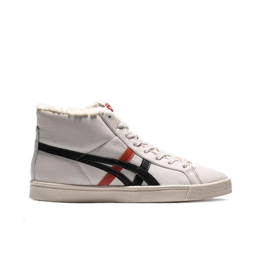 ONITSUKA TIGER Fabre RB Synthetic Leather Warm Non-Slip Mid-Top Sneakers Unisex Sneakers Light-Gray Black Red 1183B512-020