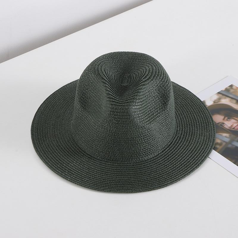 Summer Wide Brim Straw Hat Women And Men Outdoor Sun Protection Beach Panama Cap Solid Color Travel Holiday Visor Caps