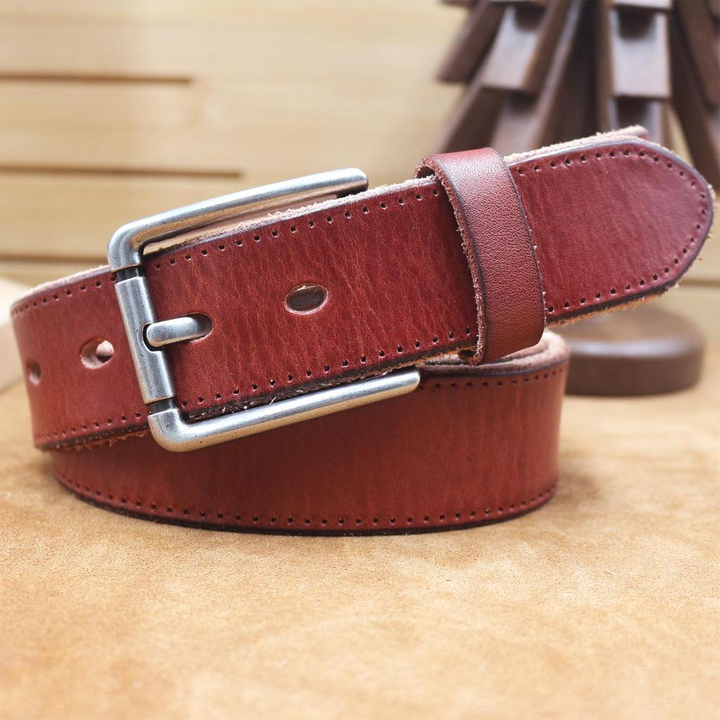 Men's Retro Genuine Leather Belt with Pin Buckle