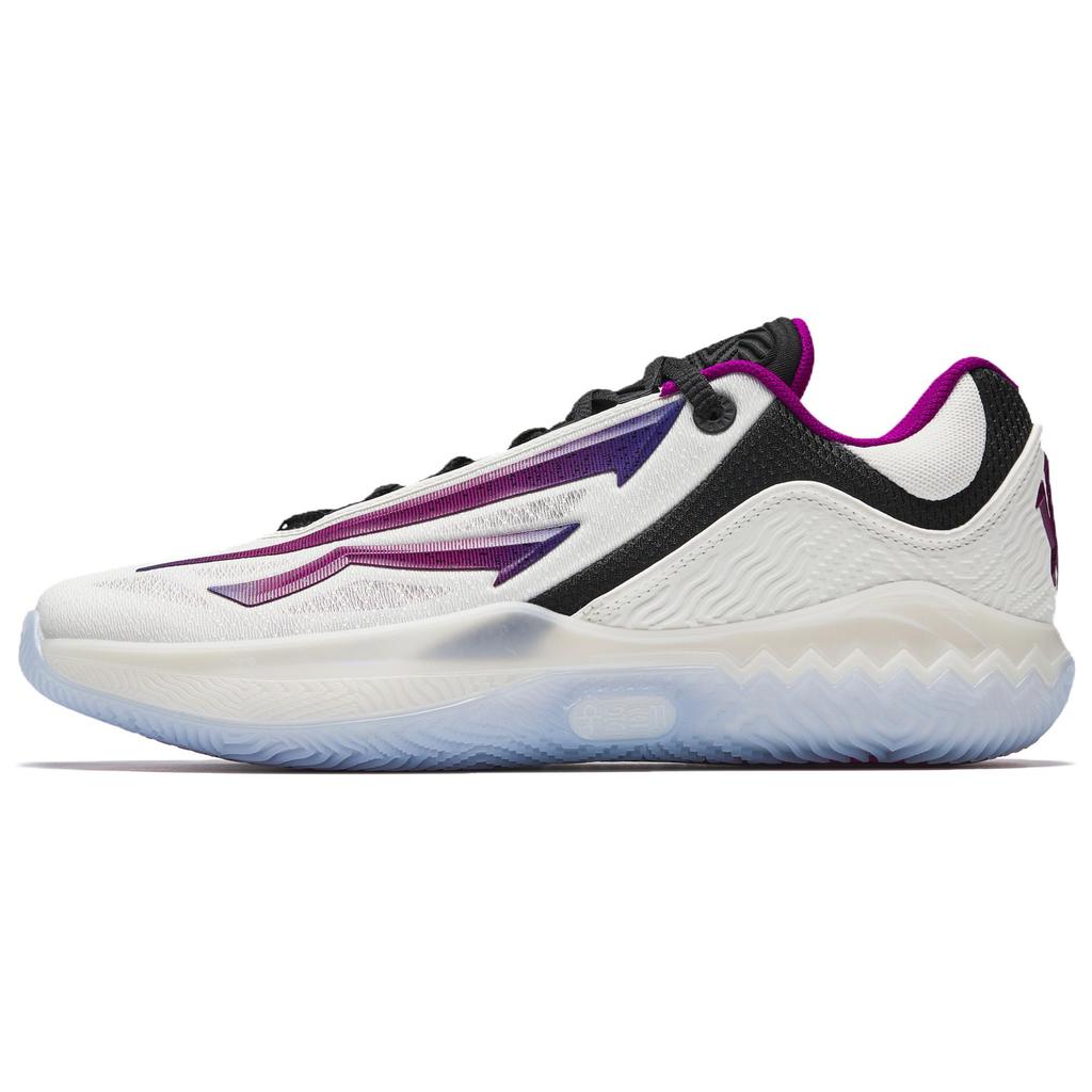 New Anta Shock Absorbers Slip Resistant Abrasion Resistant Low top Basketball Shoes Men's White Black Purple 912541114S-5