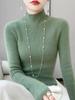 Women’s 2025 Autumn/Winter Pure Wool Sweater, Half-High Neck, Ribbed, Slim-Fit, Figure-Flattering with Cashmere Inner Layer