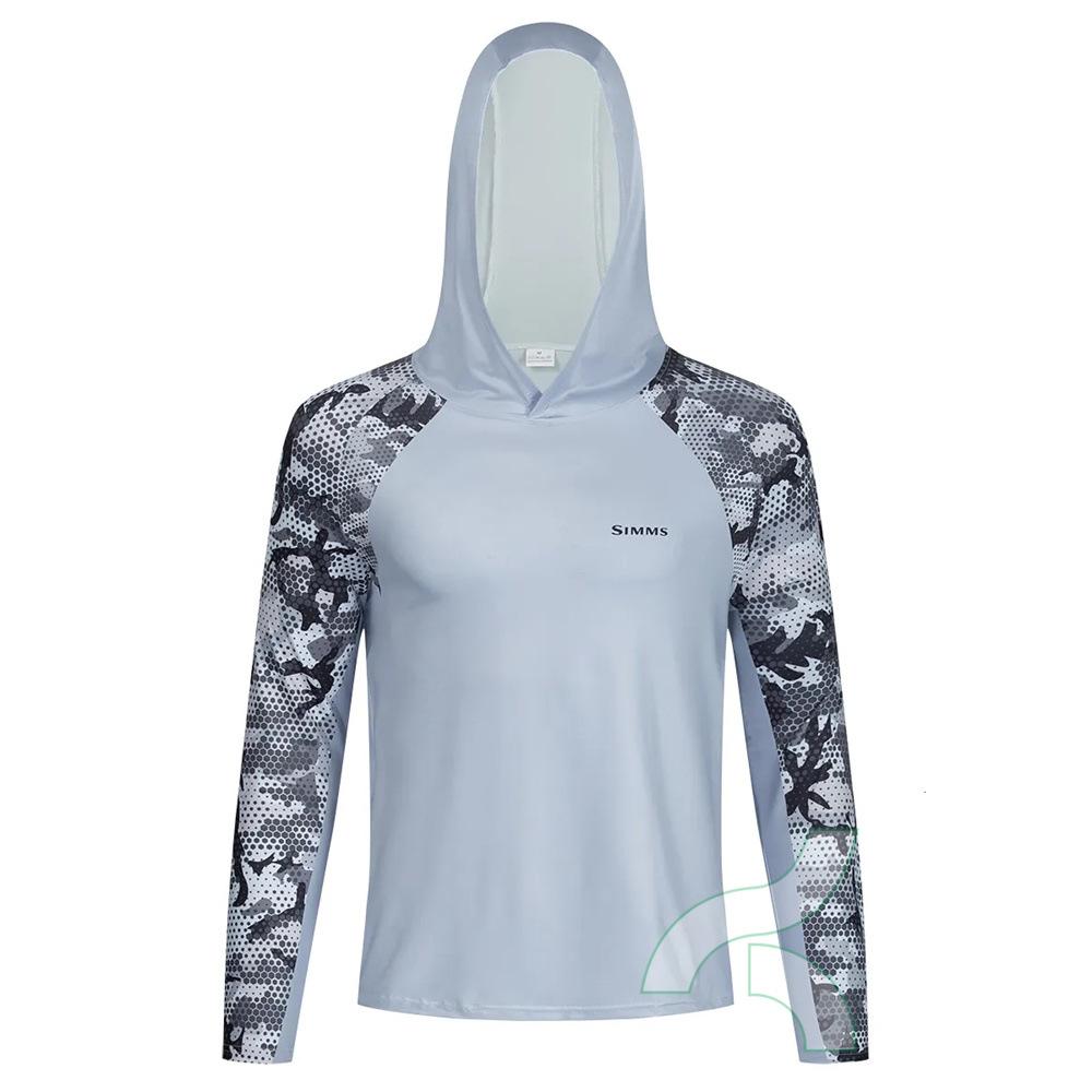 SIMMS Hooded Fishing Suit, Outdoor Lure Fishing Suit, Summer Sun Protection Long-sleeve Top, Quick-dry Breathable Sportswear