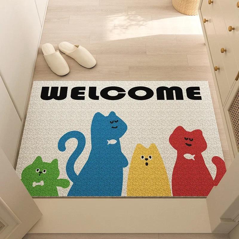 New High Quality Cartoon Entry Floor Mat Pvc Silk Circle Floor Mat Outdoor Welcome Mat Non-slip Home Decoration Carpet