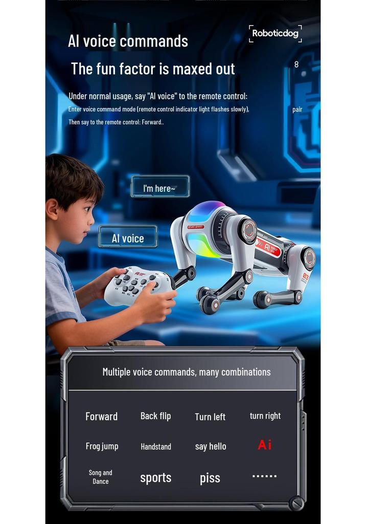 Yushu Bionic AI Robot Dog: Intelligent Remote-Controlled Pet with Somersault Ability