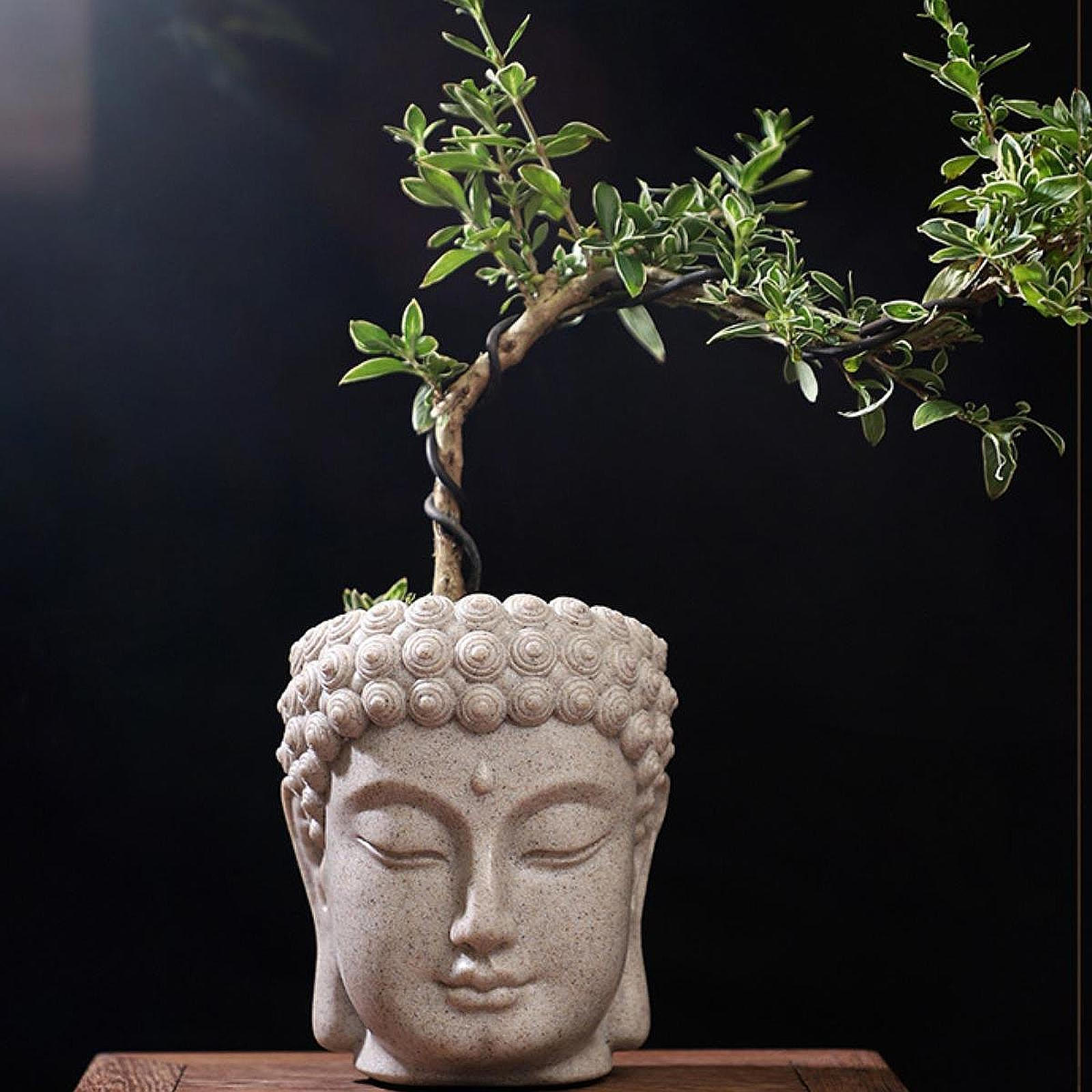 

Голова Будды, статуэтка, цветочный горшок, настольное украшение, бонсай, скульптура из смолы, кашпо для спальни, офиса Style B