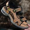 Fashion Classic Thick Soled Men Sandals Breathable Leather Sandalias Outdoor Antiskid Comfory Handmade Summer Men Beach Vacation Sandals