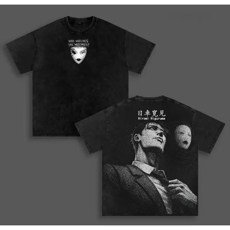 

Vintage Anime Jujutsu Kaisen T-shirt Men Clothing Hiromi Higuruma Washed Tshirt Top Summer Short Sleeve Loose Cotton Tee Shirt S