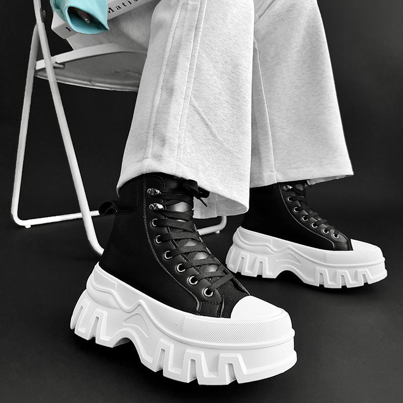 SLNU3 new shoes thick sole heightening leather surface leisure sports high top cross-border large size shoes