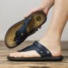 Fashion 2025 New Fashion Casual Leather Slippers Summer Anti-Slip Outdoor Walking Shoes Breathable Soft Bottom Men Slippers Beach San