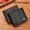 Men's Wallet Men's Short Wallet Youth Plaid Horizontal Soft Wallet Large Capacity Multi-Card Wallet
