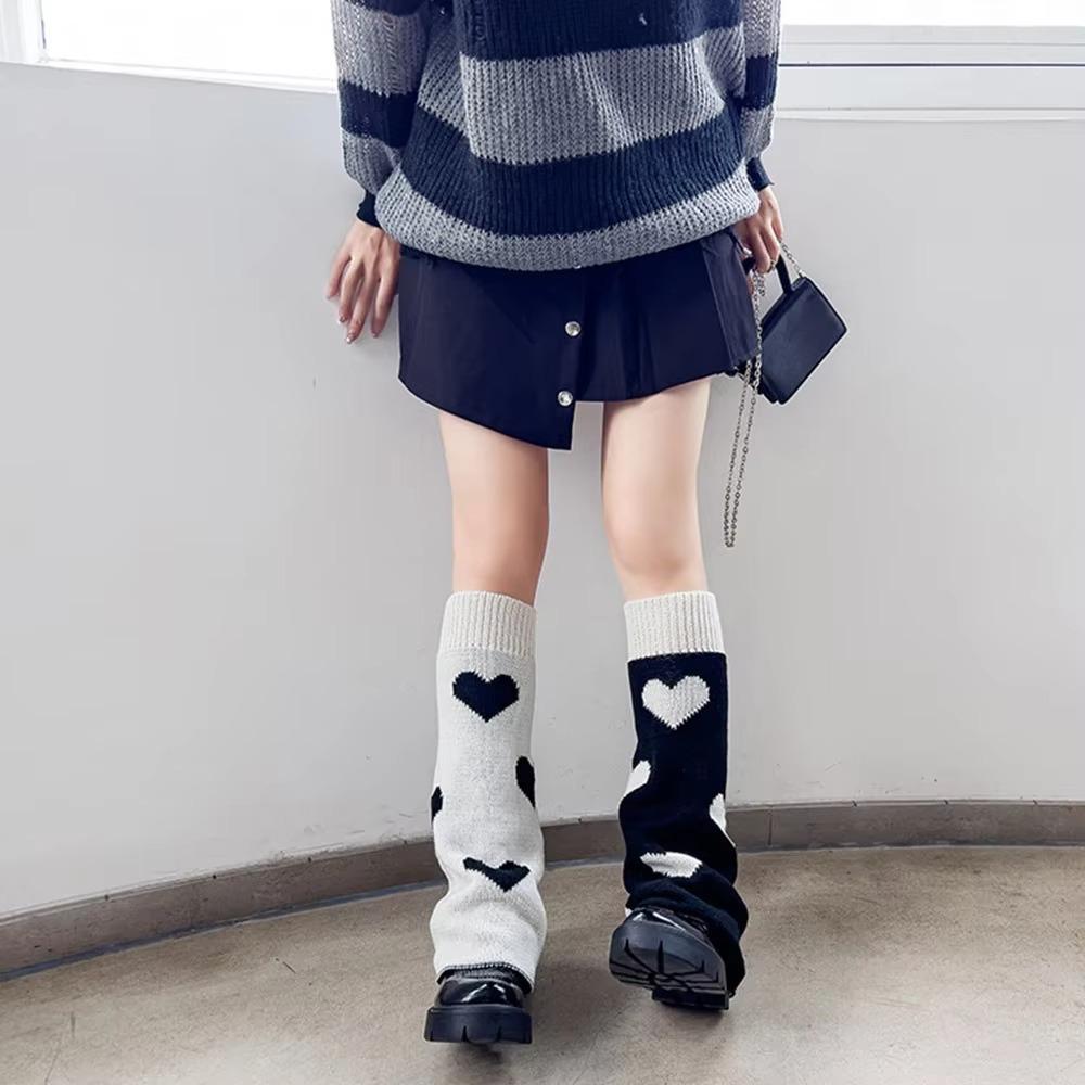 Gothic Cross Knitted Socks Star Pattern Leg Cover Socks Long Socks Boot Cuffs Kawaii Style