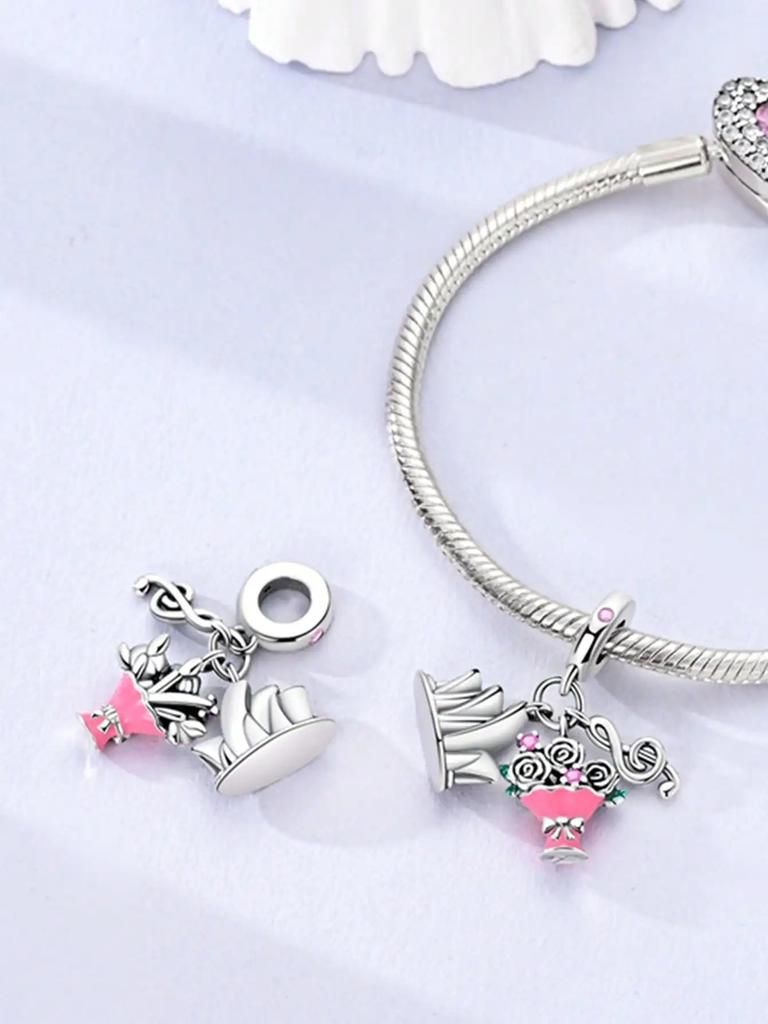 Charms Platacopper Colors Pink Bag Cosmetics Beads Charm Pendant For Original Bracelet For Women Diy Jewelry Love Gift